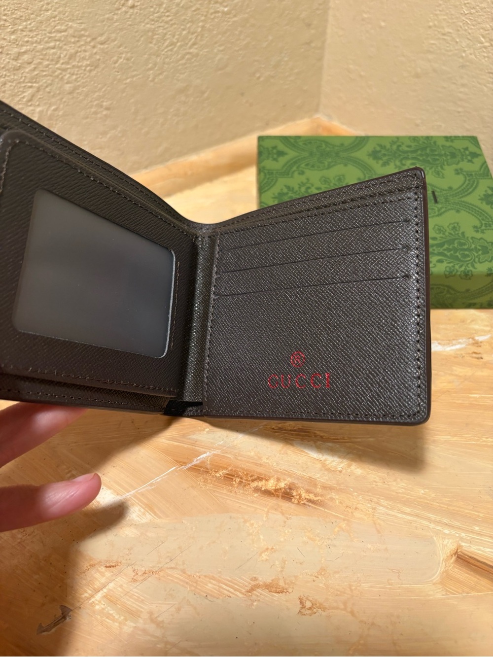 Gucci Brown GG Canvas Bifold Wallet with Green-Red Web Stripe - Picture 3 of 3